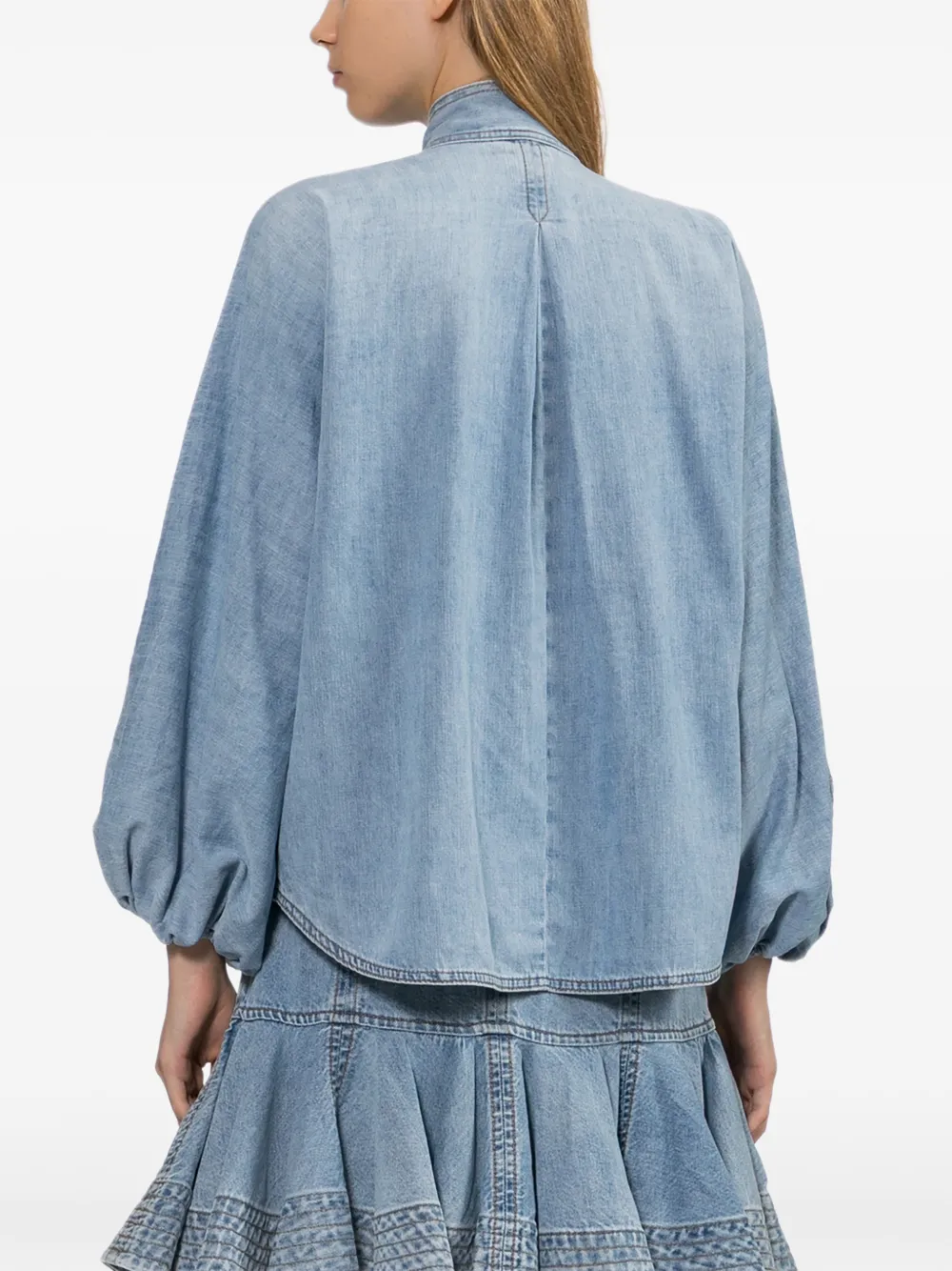 ZIMMERMANN Blouse met strikdetail en ballonmouwen Blauw
