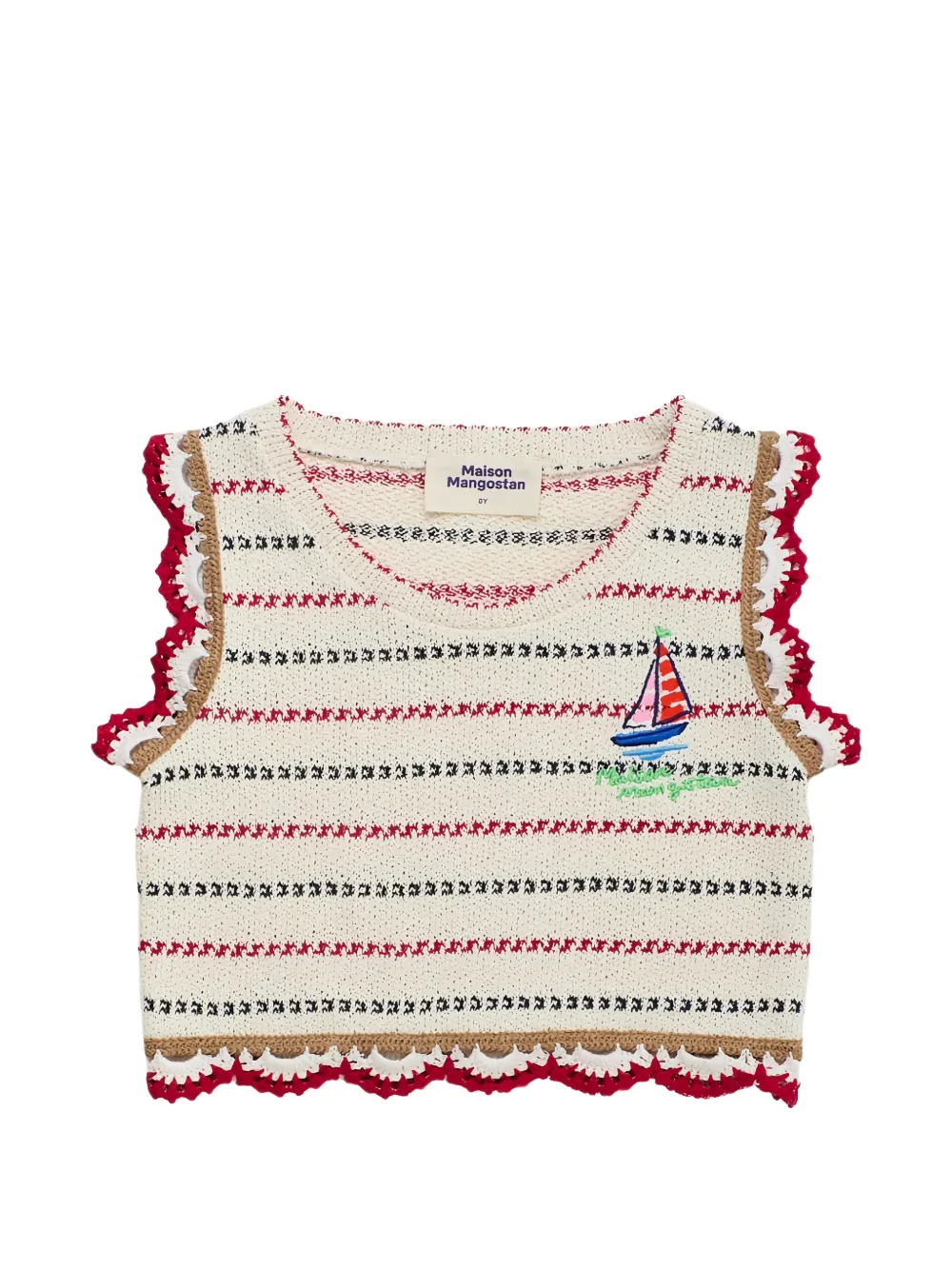MAISON MANGOSTAN KIDS Barcos knitted top - Neutrals