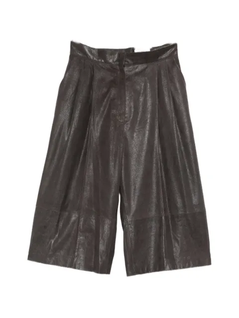 Cassell pleated leather shorts