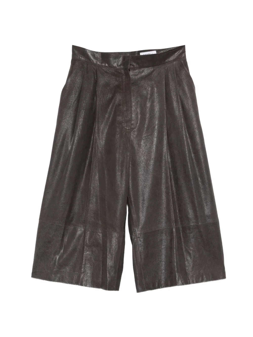 Cassell pleated leather shorts - Grigio