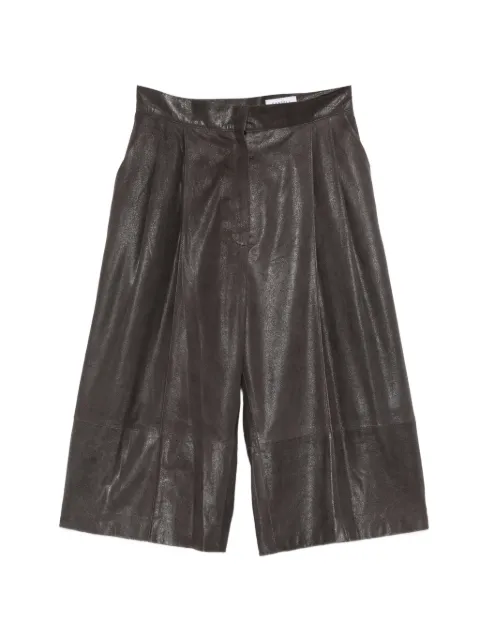 Cassell pleated leather shorts