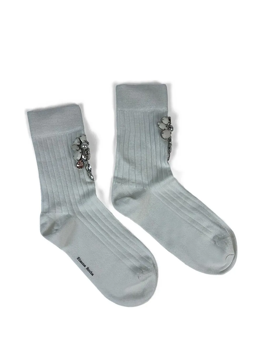 Simone Rocha Poppy crystal-embellished ribbed socks - Blu