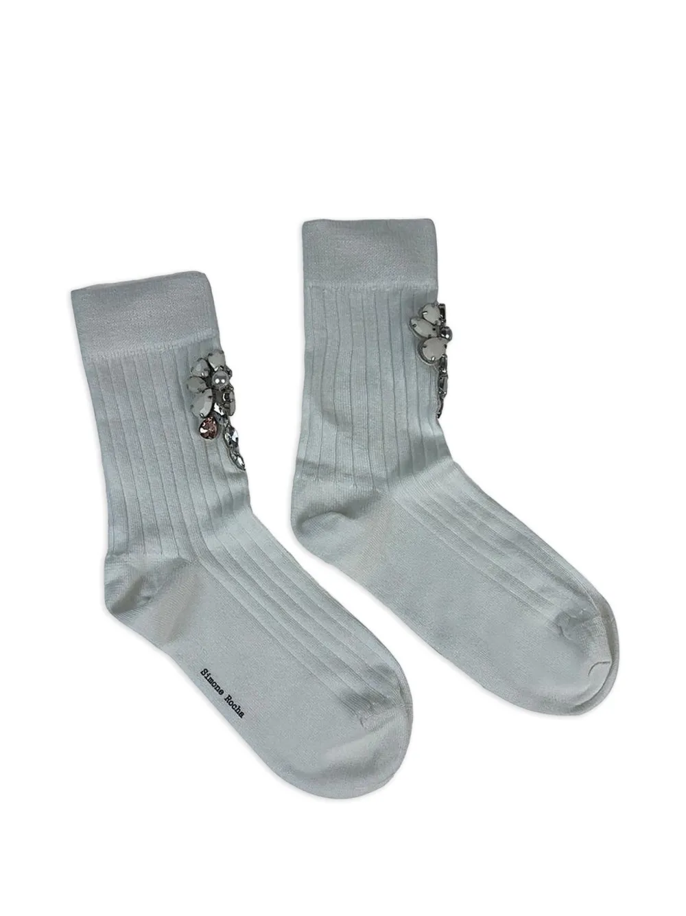 Simone Rocha Poppy crystal-embellished ribbed socks - Blu