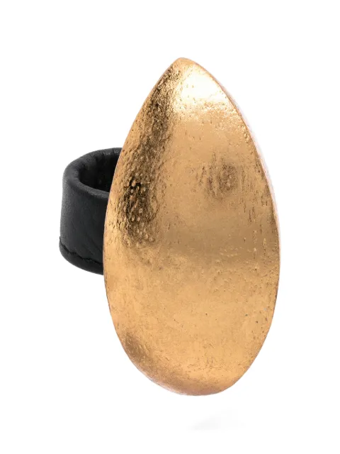 Monies almond-shape leather-band ring