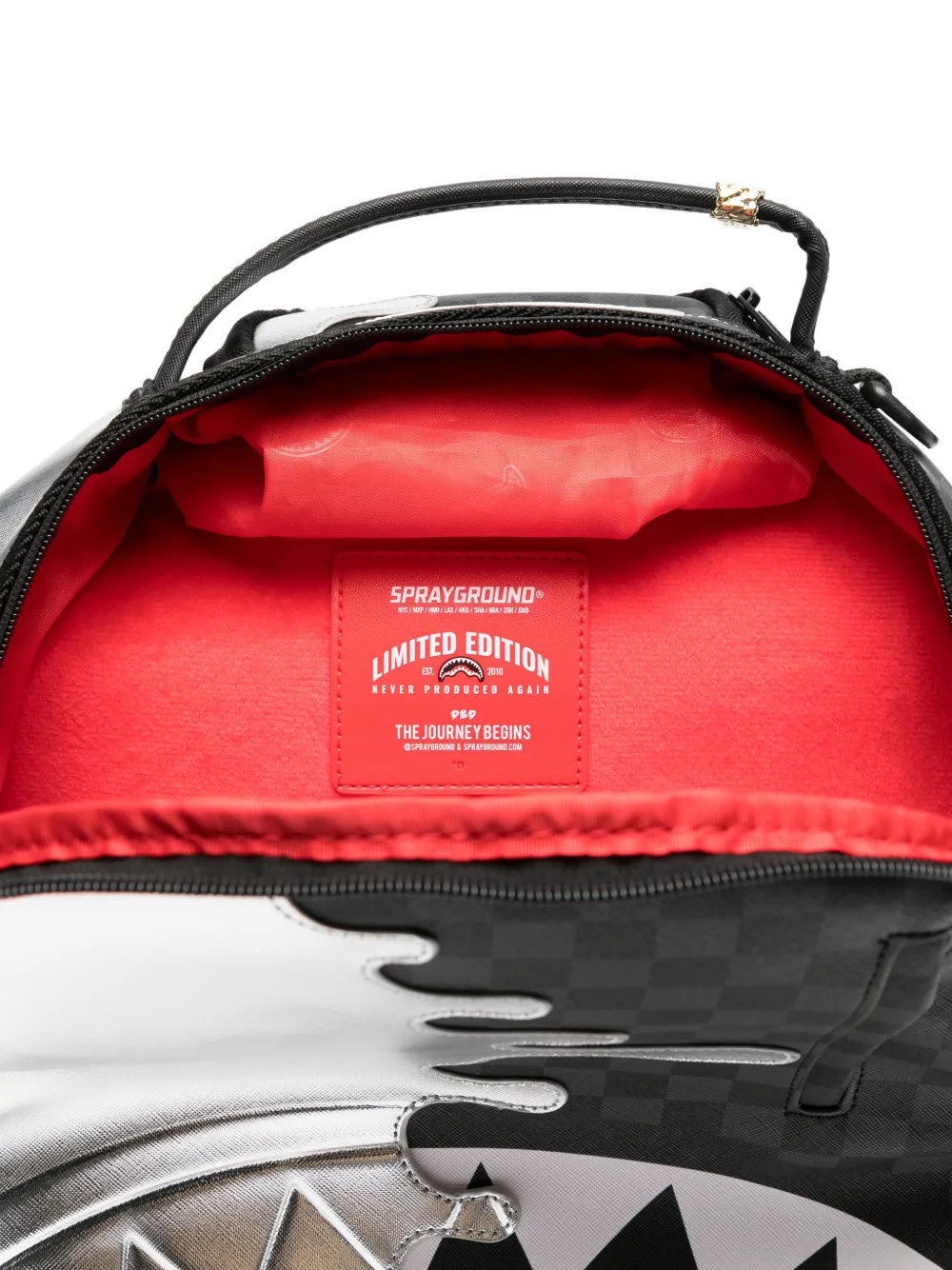 Sprayground Checkered metallic-finish Backpack | Black | FARFETCH GE
