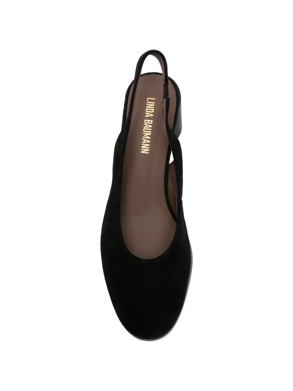LINDA BAUMANN Suède slingback muiltjes Zwart