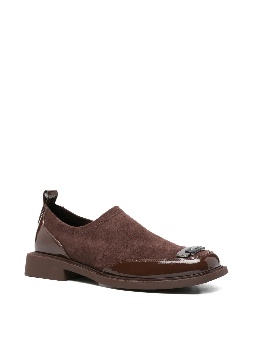 LINDA BAUMANN Suède derby schoenen met metalen detail Bruin