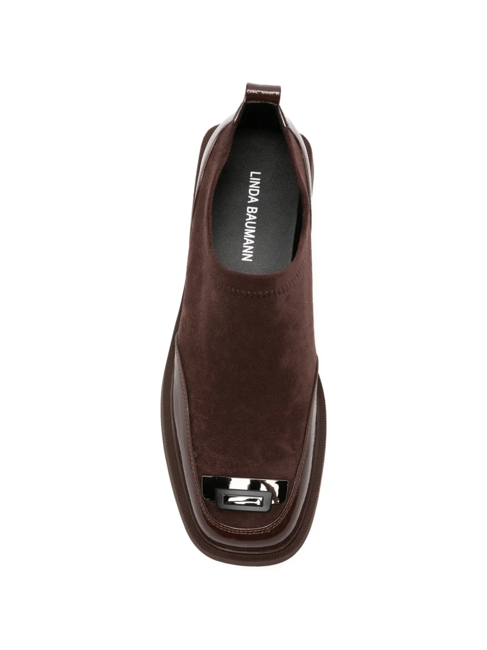 LINDA BAUMANN Suède derby schoenen met metalen detail Bruin