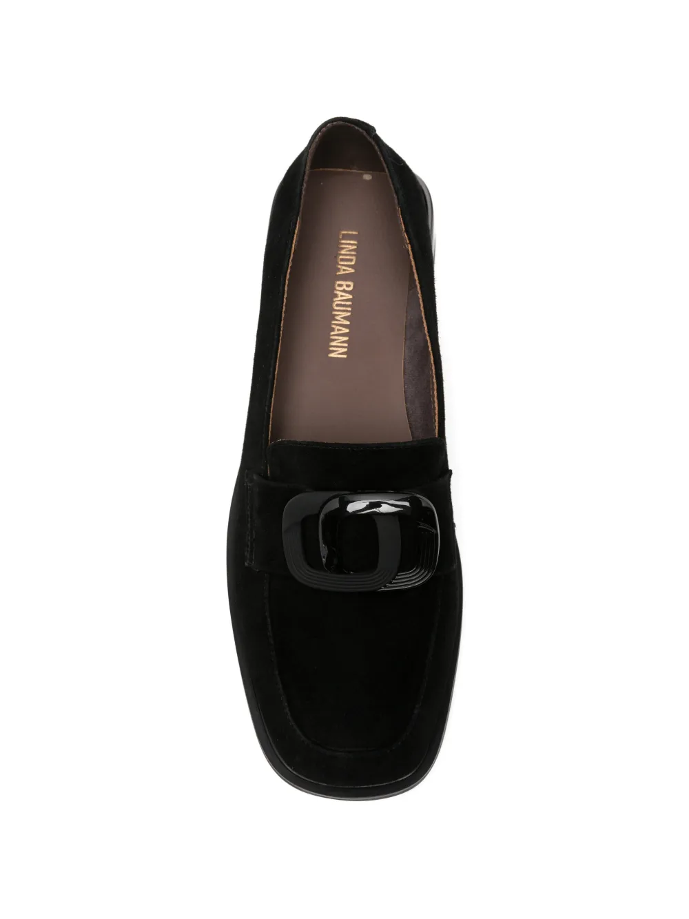 LINDA BAUMANN square-toe suede loafers Zwart