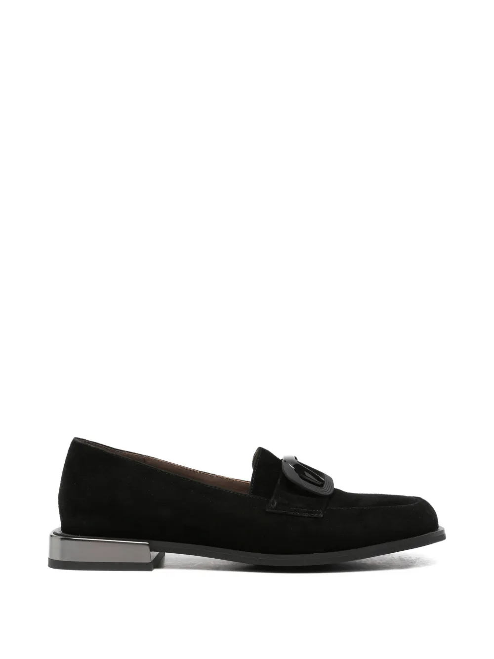 LINDA BAUMANN square-toe suede loafers - Nero