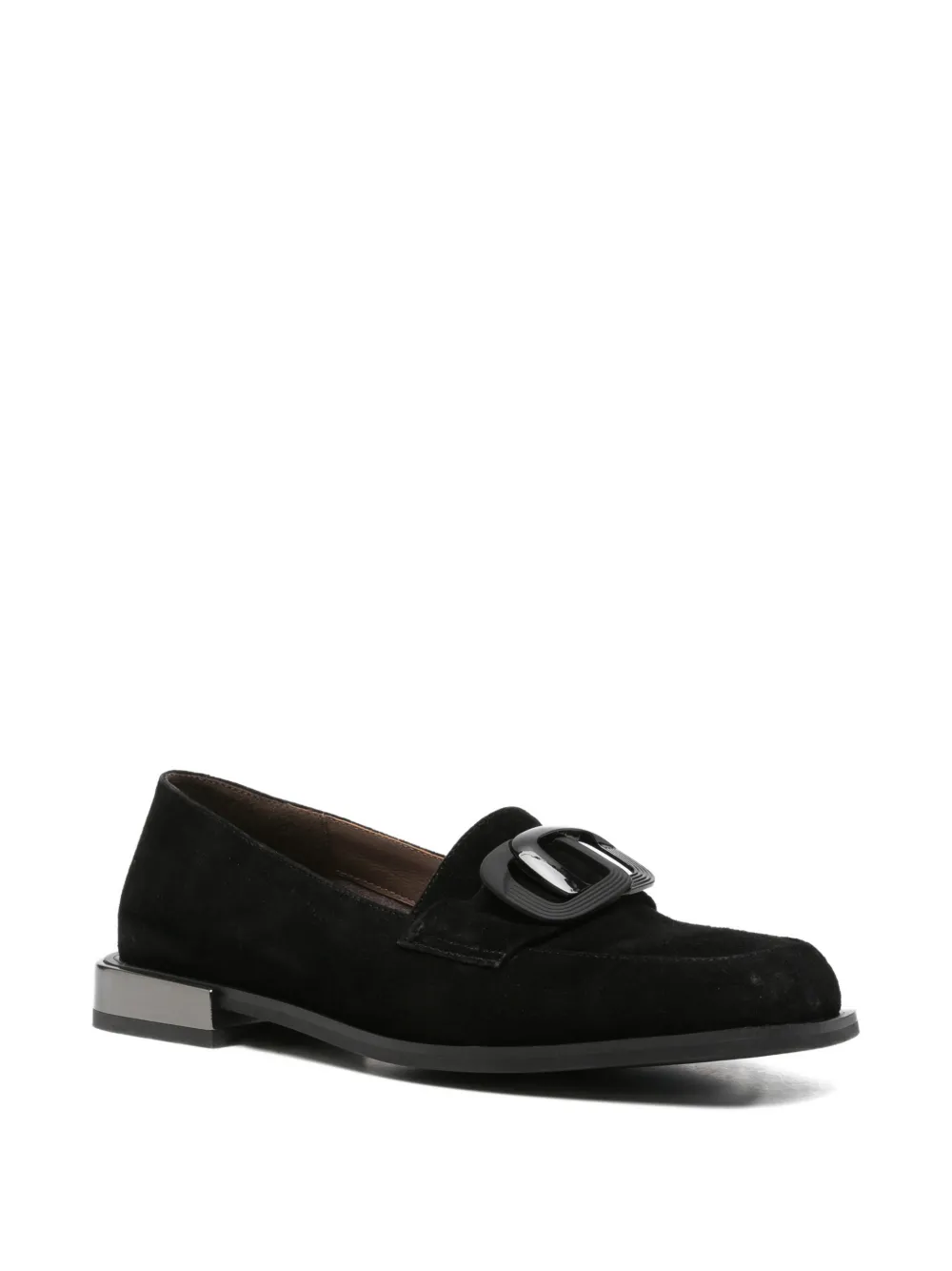 LINDA BAUMANN square-toe suede loafers Zwart