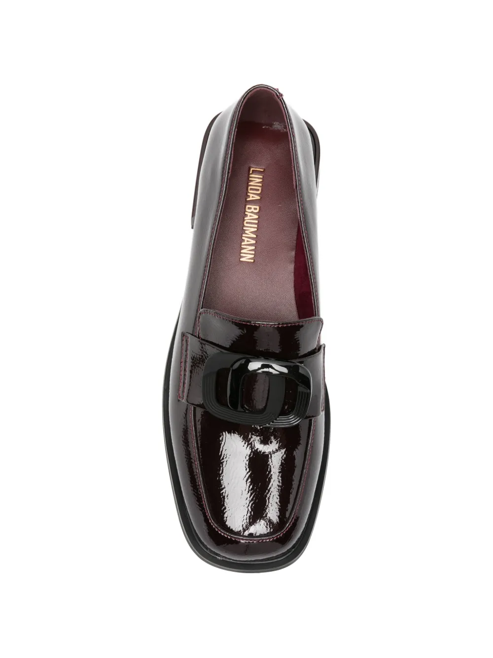 LINDA BAUMANN patent-finish buckle-detail loafers Rood
