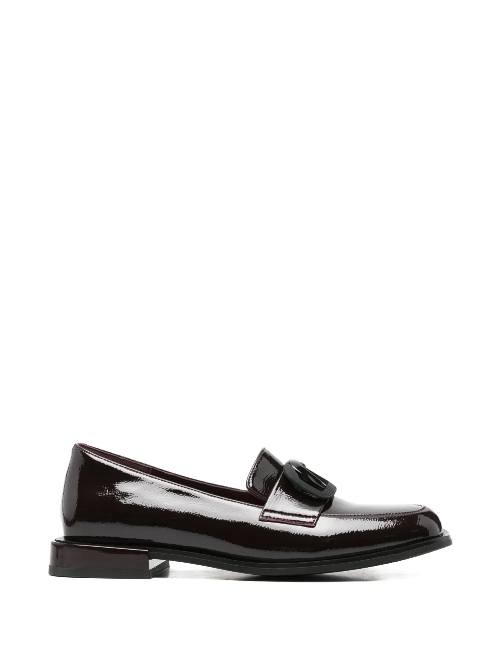 LINDA BAUMANN patent-finish buckle-detail loafers - Rosso