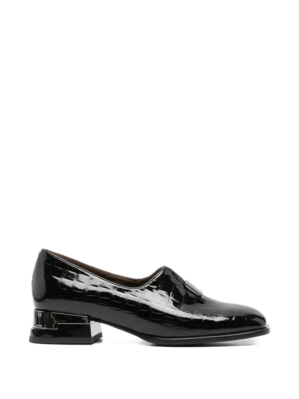 LINDA BAUMANN croc-effect buckle-detail loafers - Nero