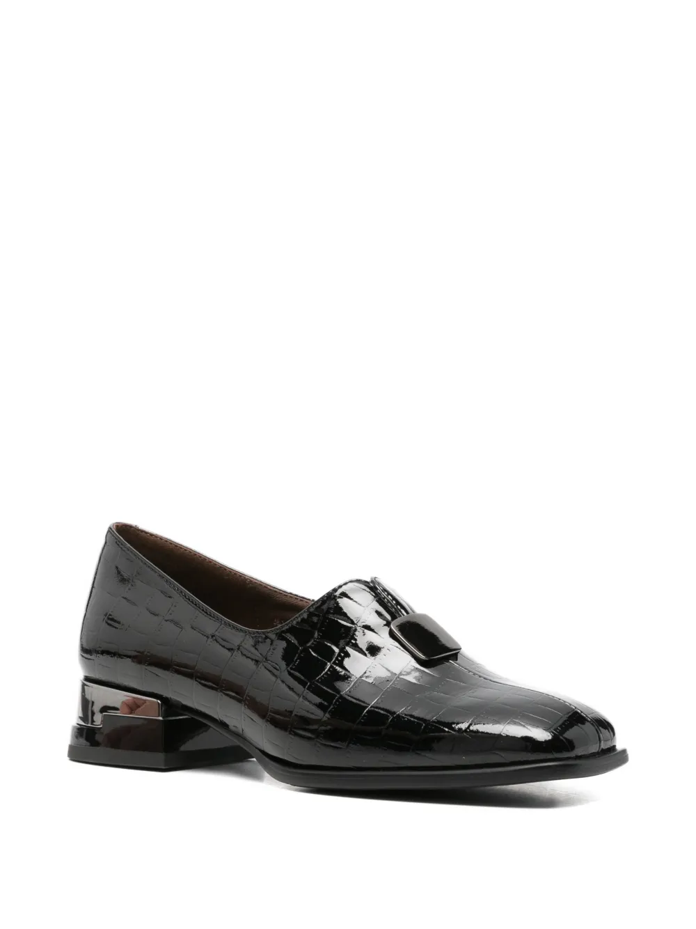 LINDA BAUMANN croc-effect buckle-detail loafers Zwart