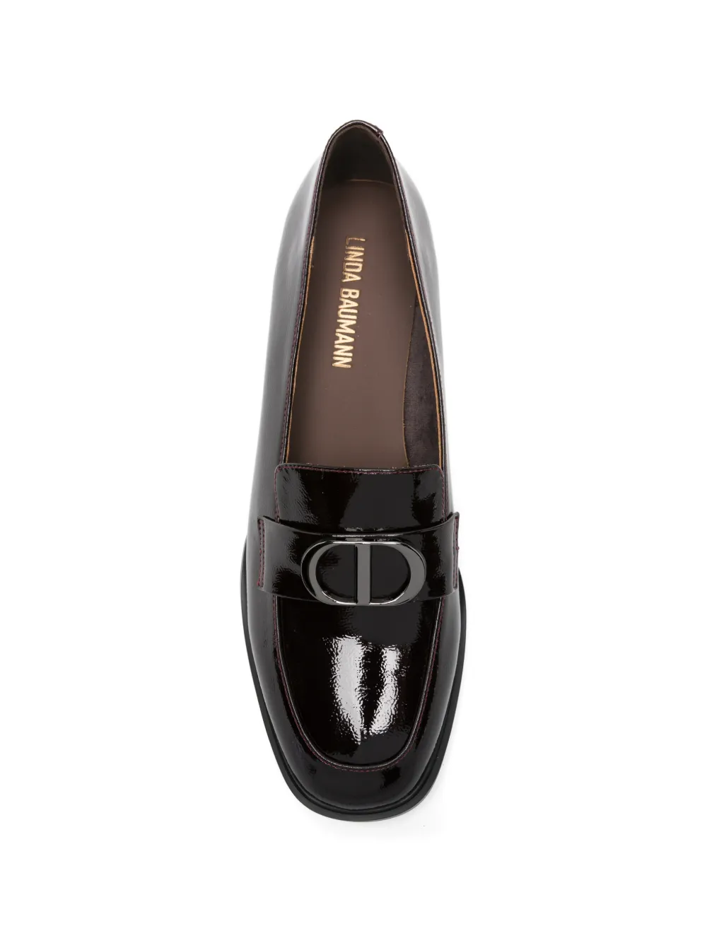 LINDA BAUMANN logo-plaque patent-leather pumps Bruin