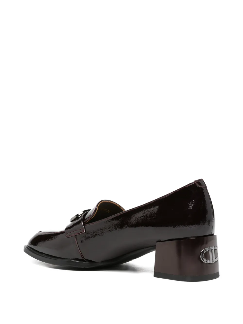 LINDA BAUMANN logo-plaque patent-leather pumps Bruin