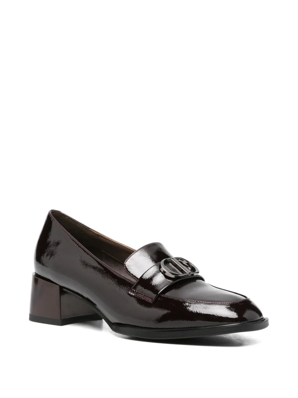 LINDA BAUMANN logo-plaque patent-leather pumps Bruin