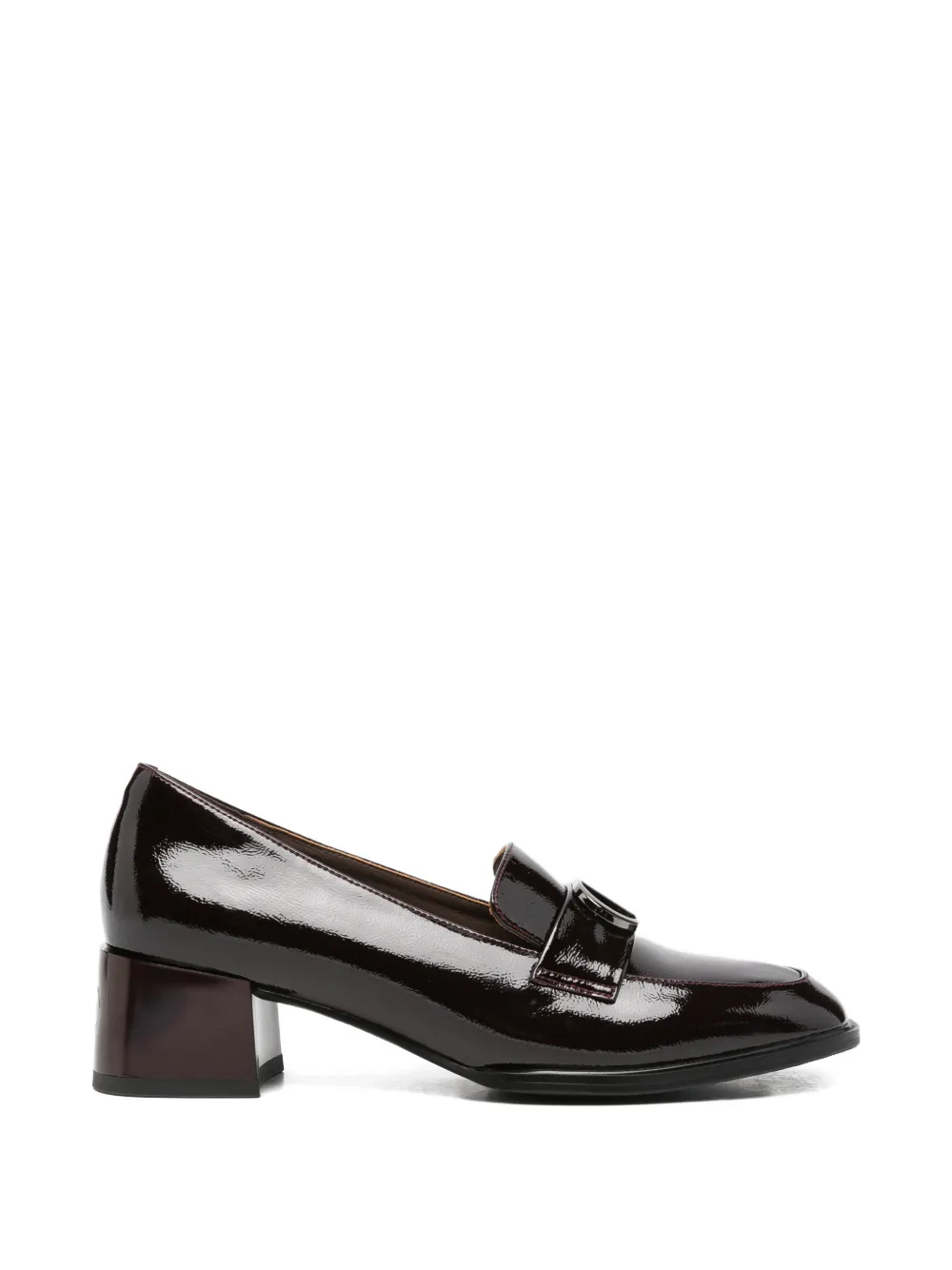 LINDA BAUMANN logo-plaque patent-leather pumps Bruin