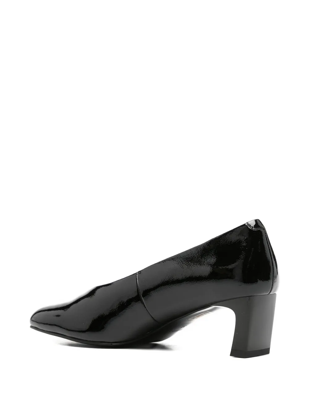 LINDA BAUMANN patent-finish square-toe pumps Zwart