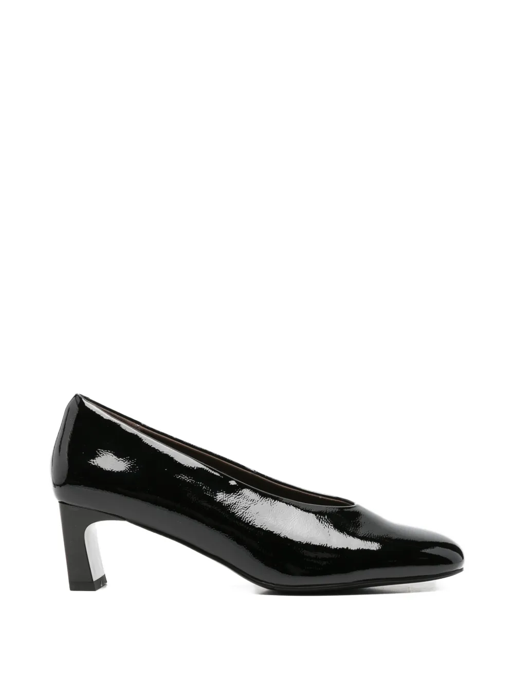 LINDA BAUMANN patent-finish square-toe pumps Zwart