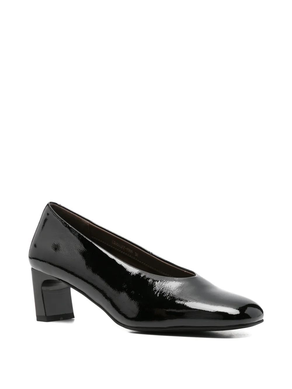 LINDA BAUMANN patent-finish square-toe pumps Zwart