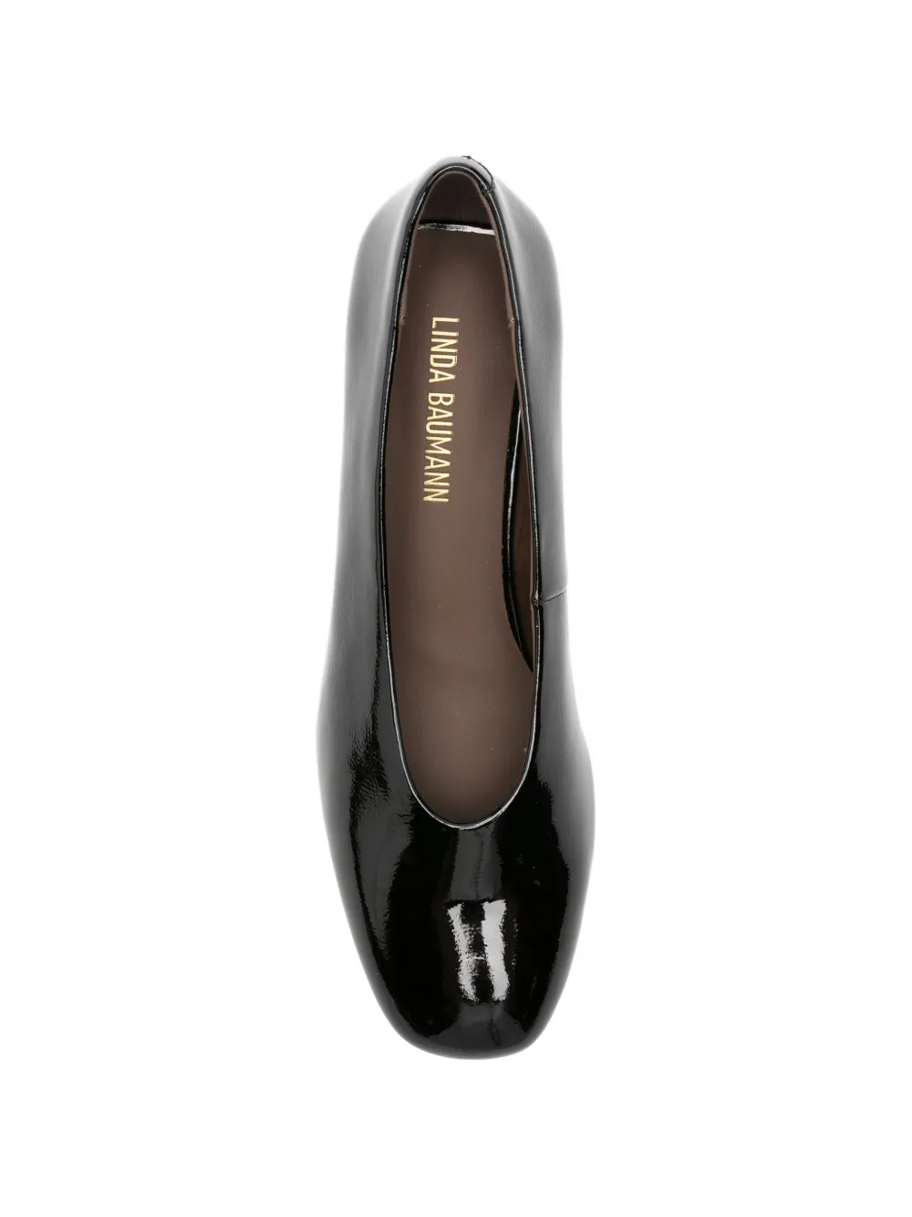 LINDA BAUMANN patent-finish square-toe pumps Zwart