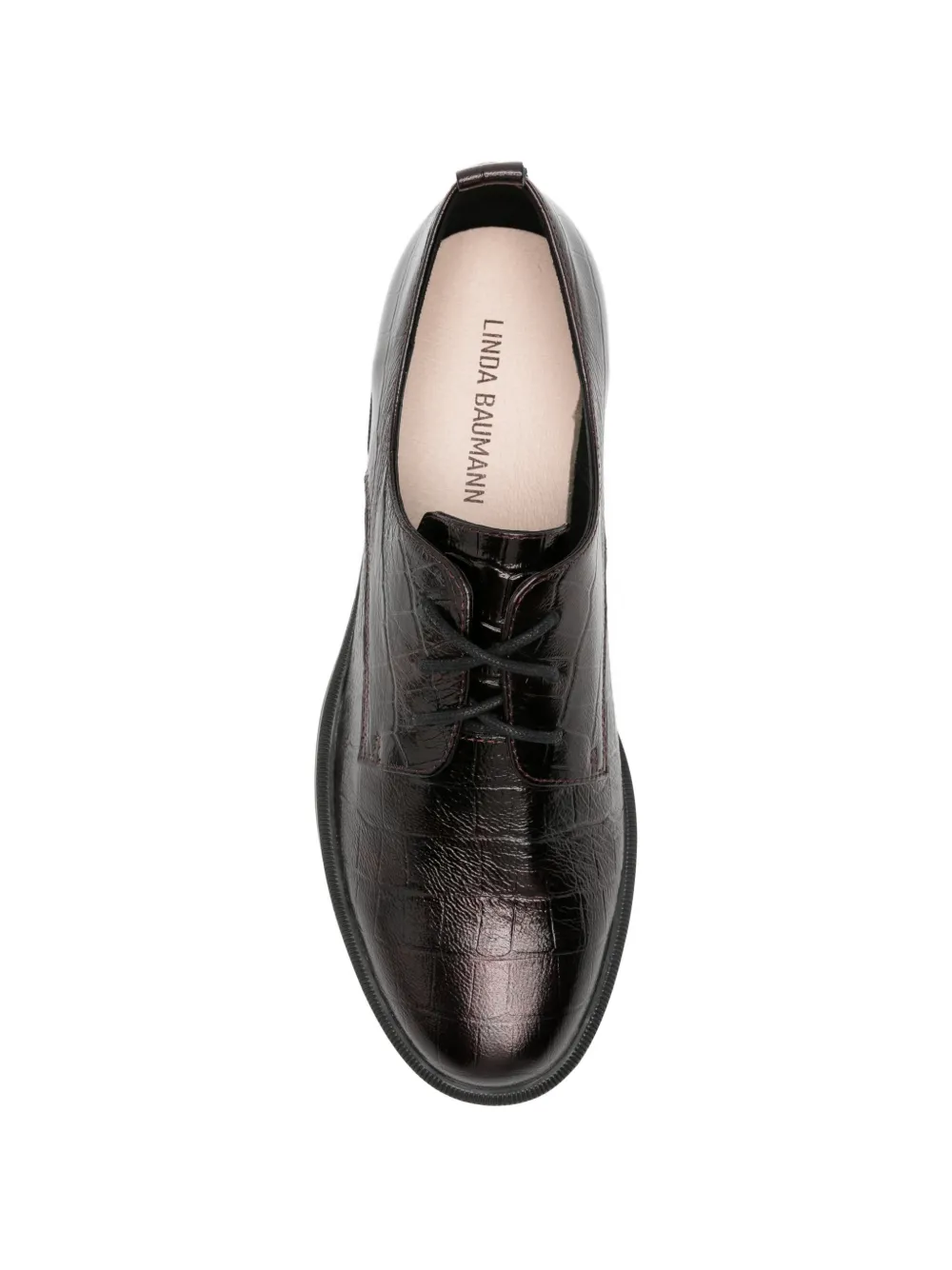 LINDA BAUMANN Oxford veterschoenen met krokodillen-reliëf Rood