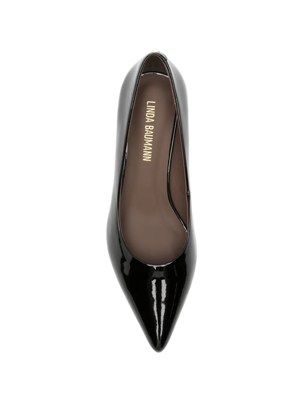 LINDA BAUMANN patent-finish pointed-toe pumps Zwart
