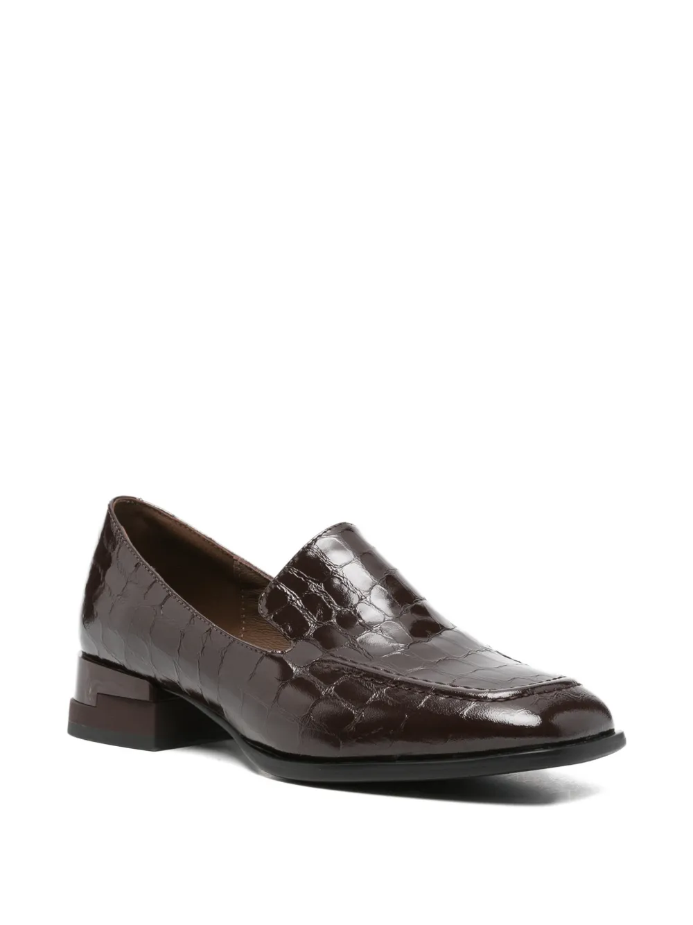 LINDA BAUMANN crocodile-embossed leather loafers Bruin