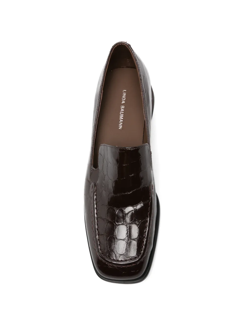 LINDA BAUMANN crocodile-embossed leather loafers Bruin