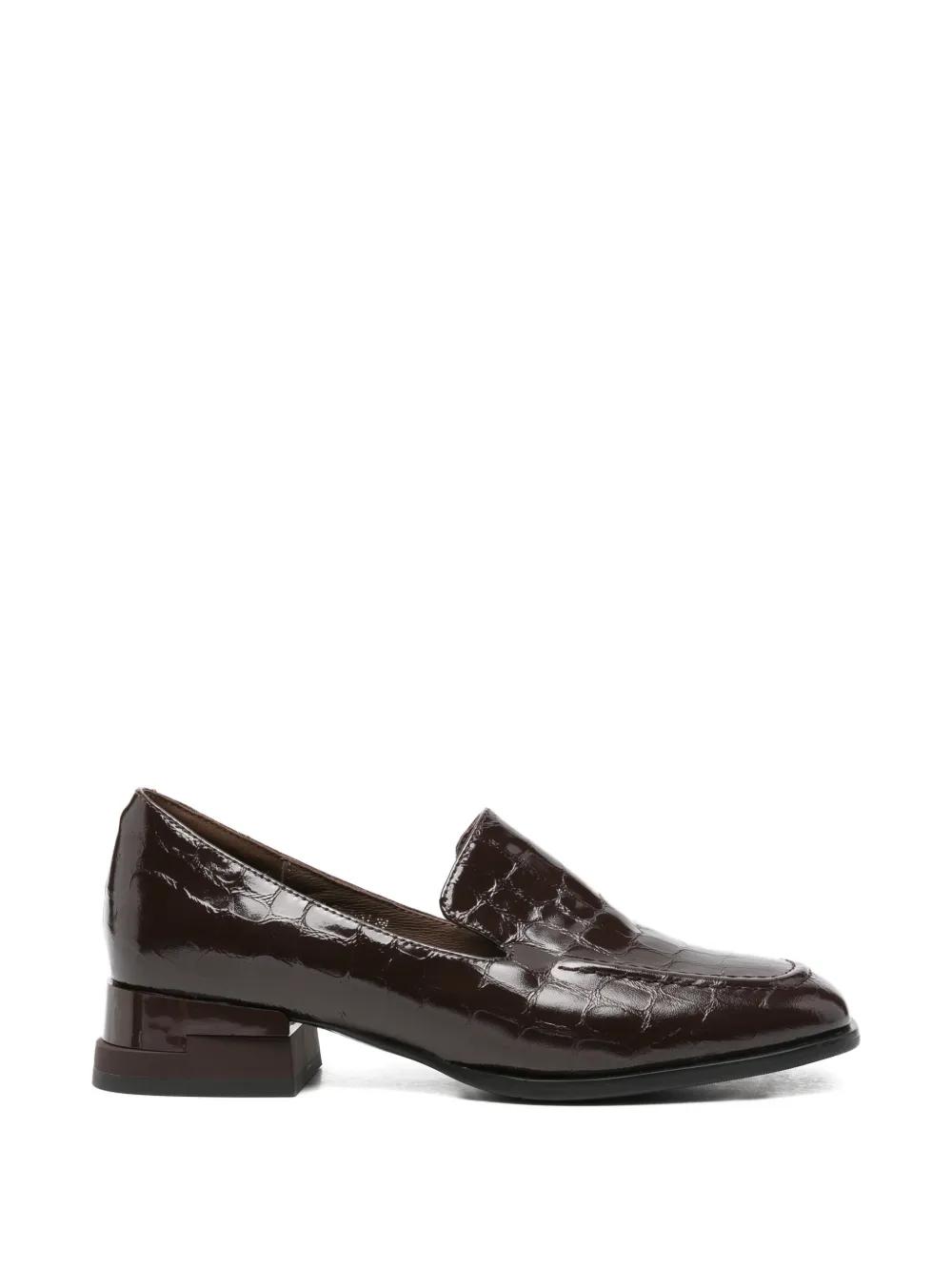 LINDA BAUMANN crocodile-embossed leather loafers - Marrone
