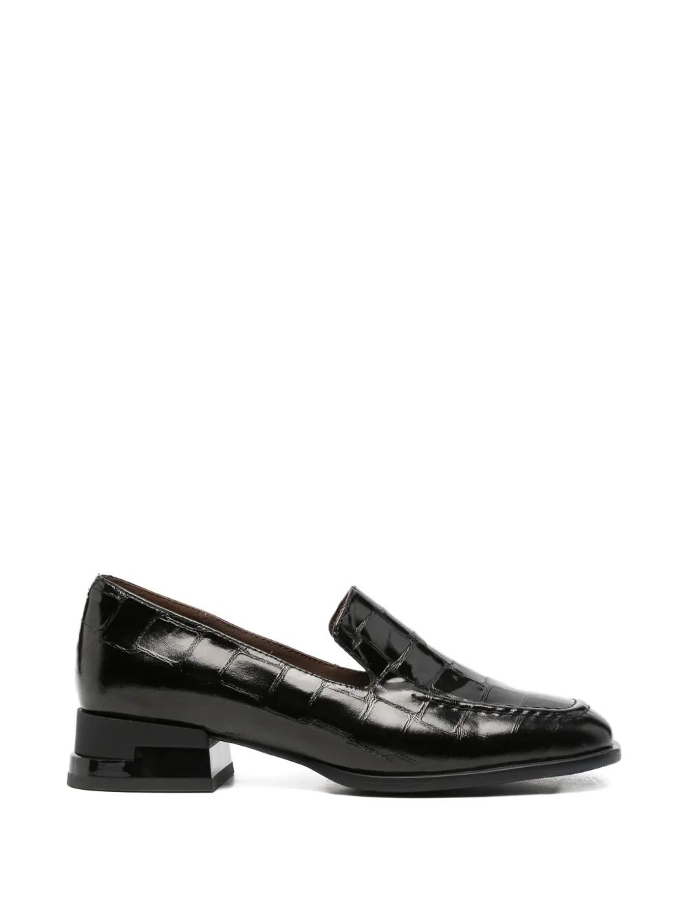LINDA BAUMANN crocodile-embossed leather loafers - Nero