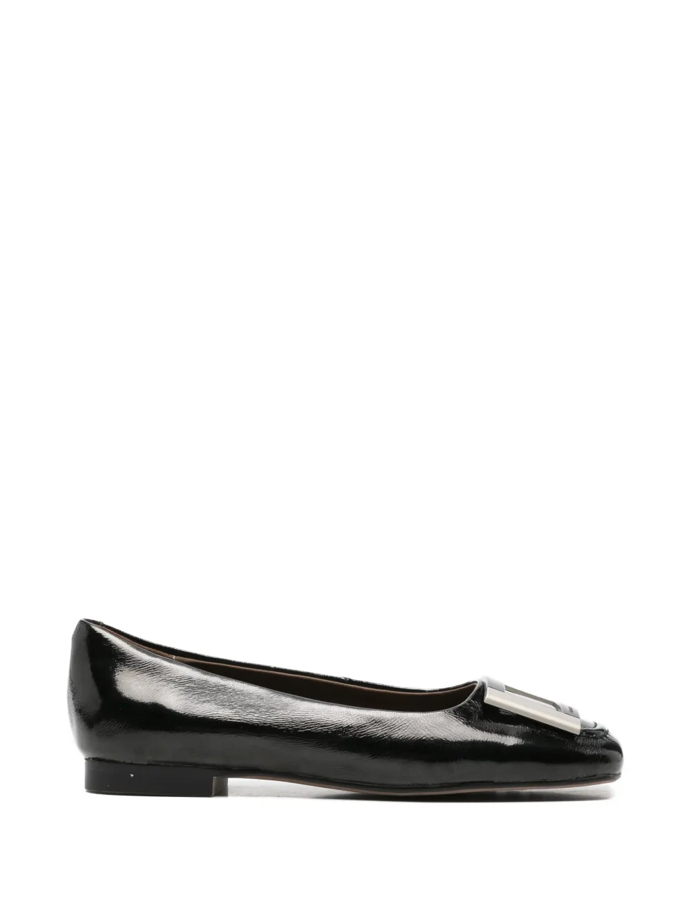 LINDA BAUMANN buckle-detail square-toe ballet flats - Nero