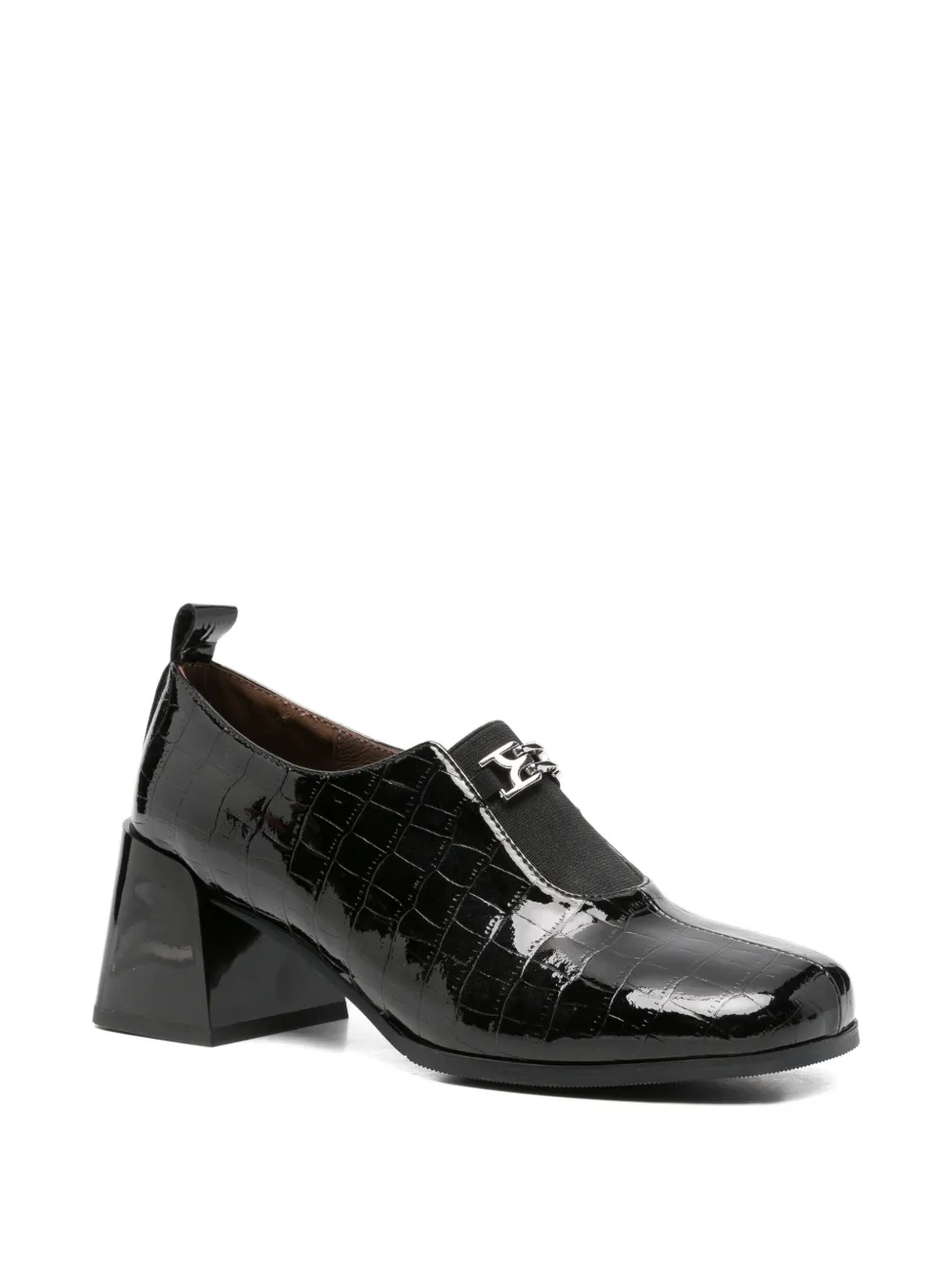 LINDA BAUMANN crocodile-embossed leather pumps Zwart