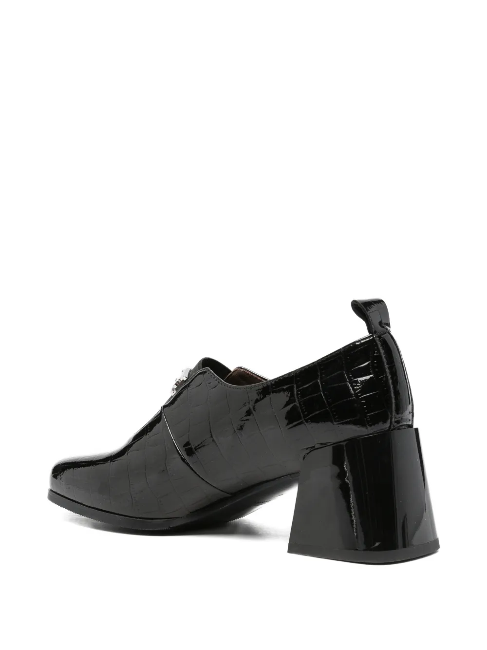 LINDA BAUMANN crocodile-embossed leather pumps Zwart