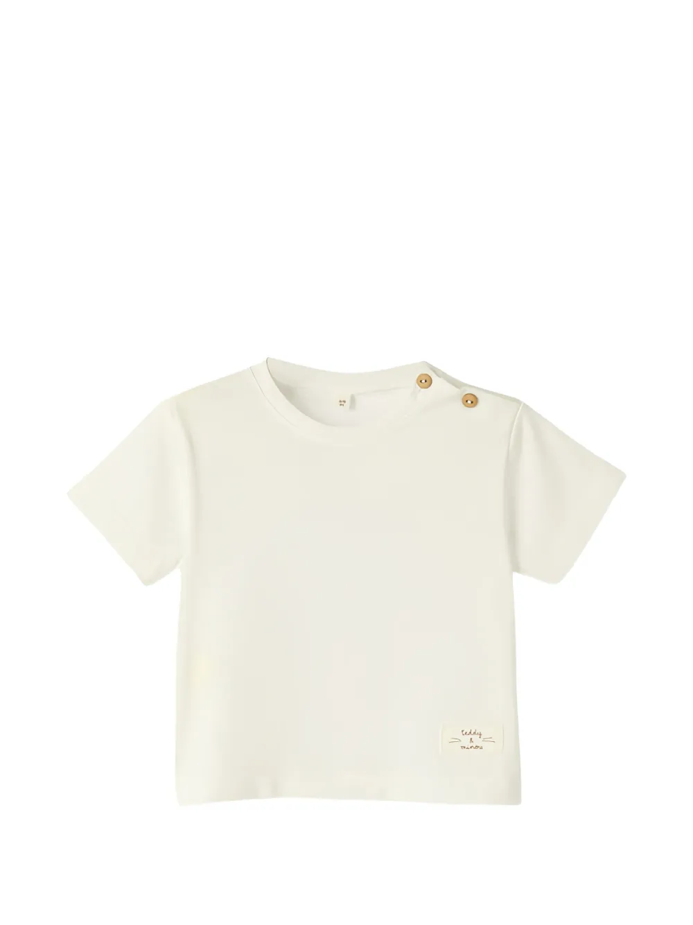TEDDY & MINOU button-shoulder logo-patch T-shirt - Toni neutri
