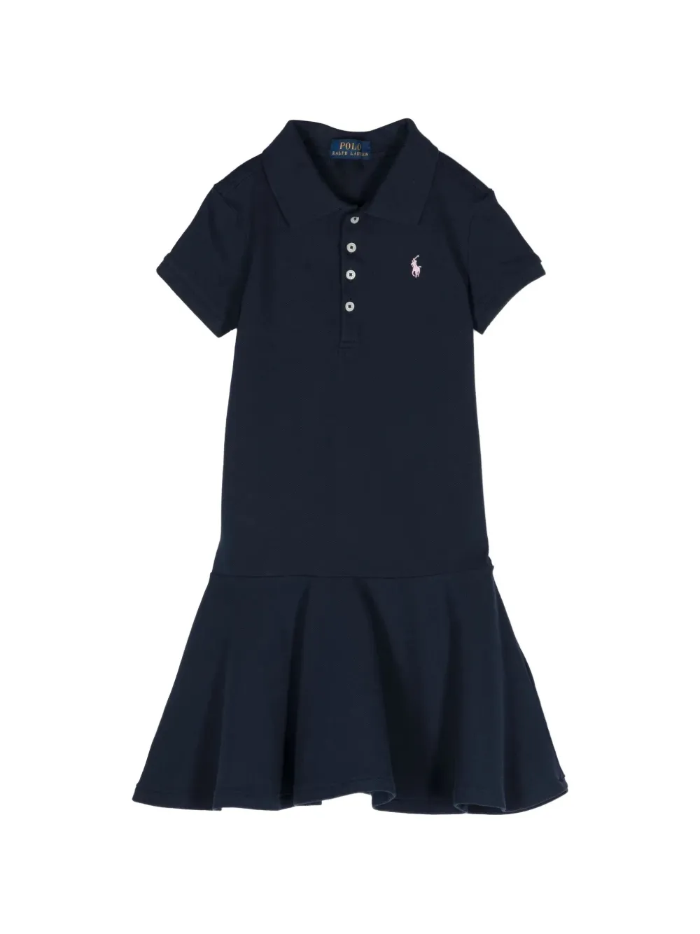 POLO RALPH LAUREN KIDS embroidered-logo pleated dress - Blu