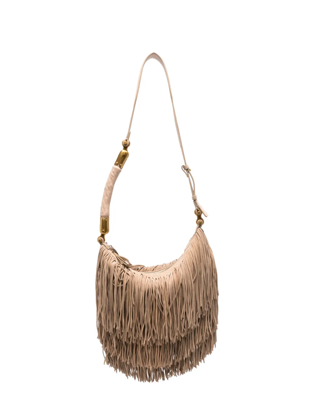 Balmain fringed suede tote bag - Nude