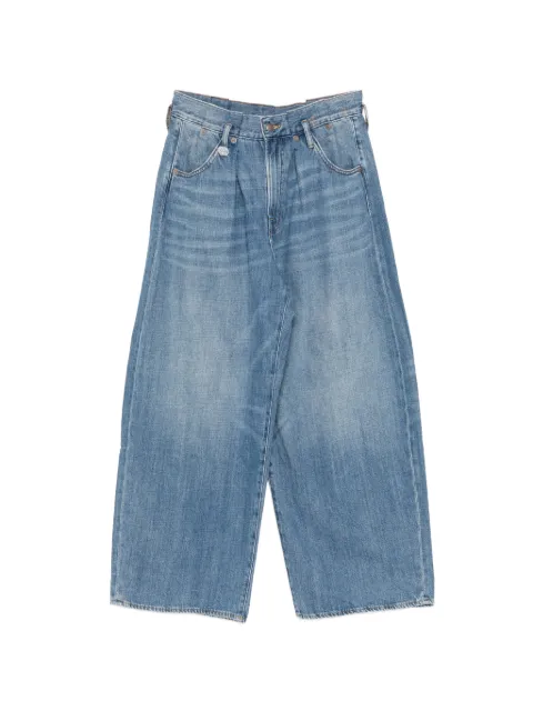 R13 whiskered pleated jeans