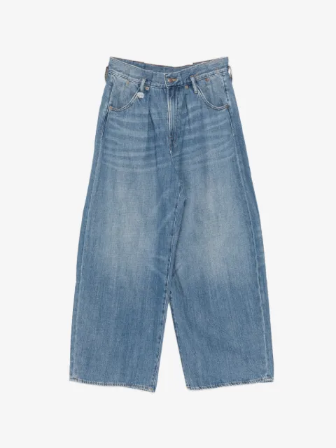 R13 whiskered pleated jeans