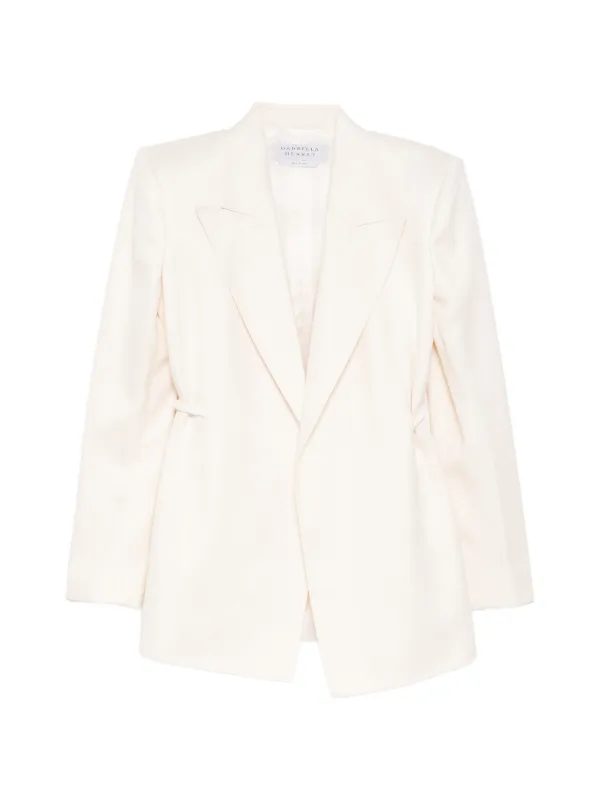 Gabriela Hearst Peak-lapel Drawstring Blazer in White