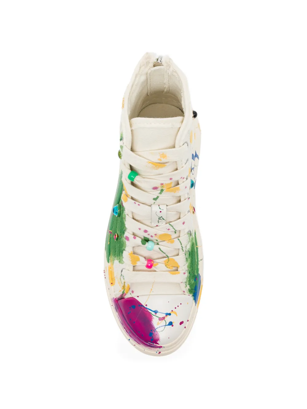 R13 paint-splatter stud-embellished trainers Beige