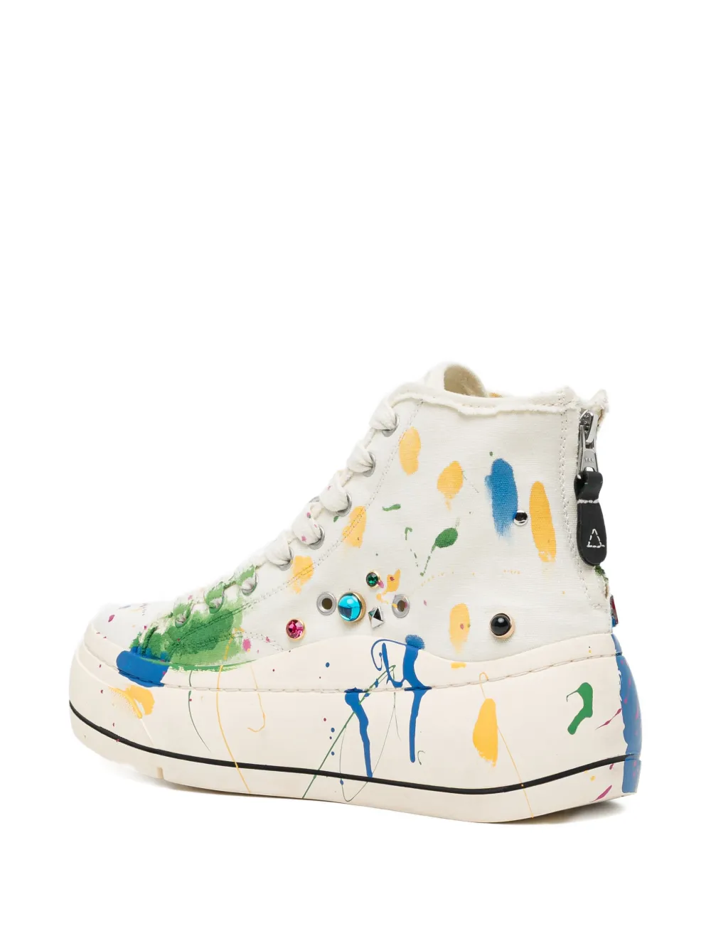 R13 paint-splatter stud-embellished trainers Beige