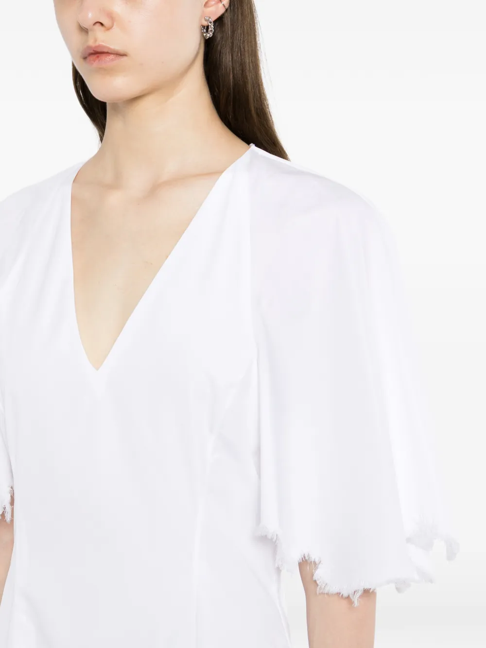 Gabriela Hearst Jurk met franje afwerking en V-hals Wit