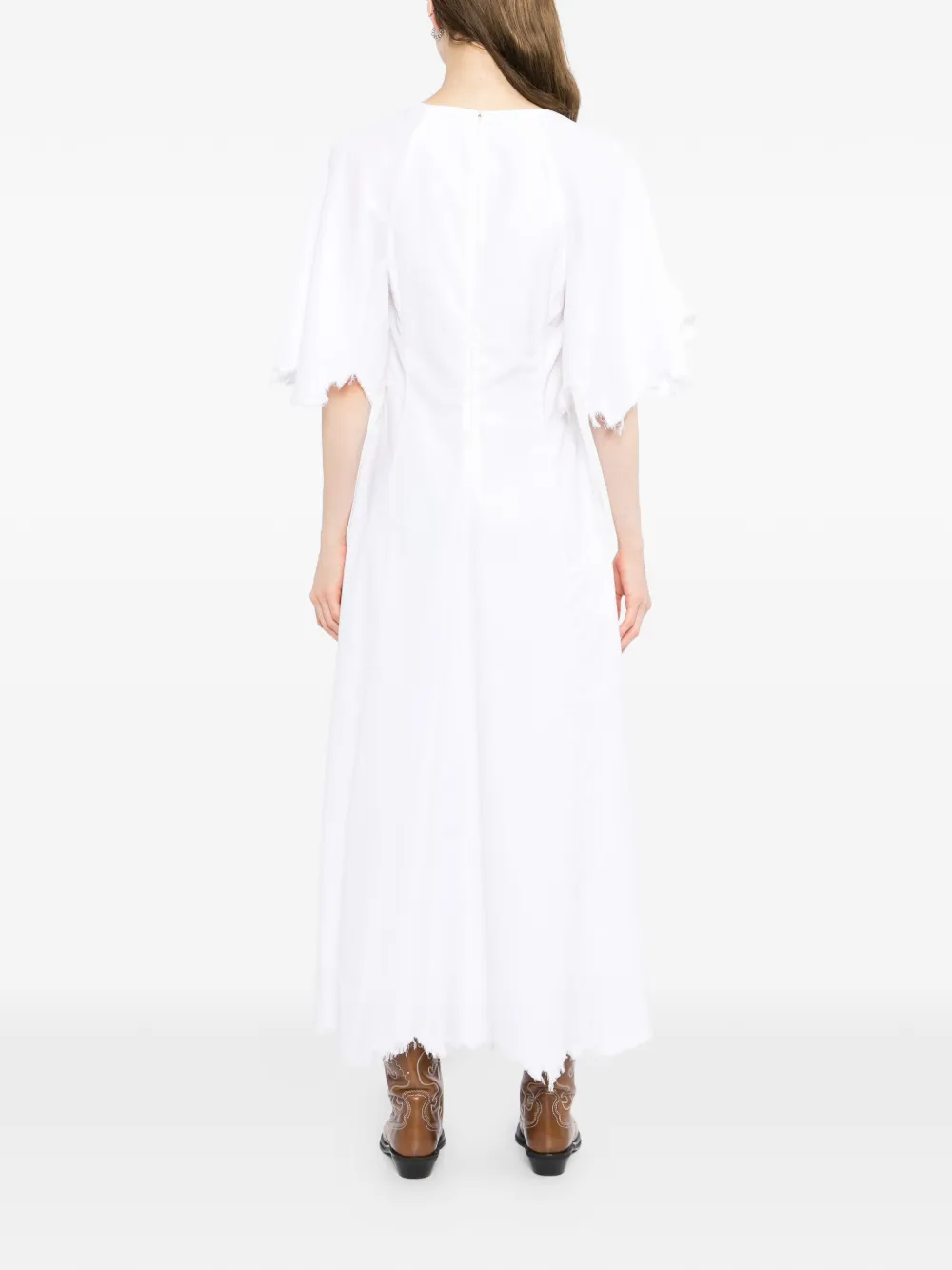 Gabriela Hearst Jurk met franje afwerking en V-hals Wit