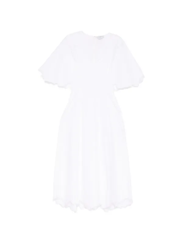 Gabriela Hearst Frayed-edge V-neck Dress in White