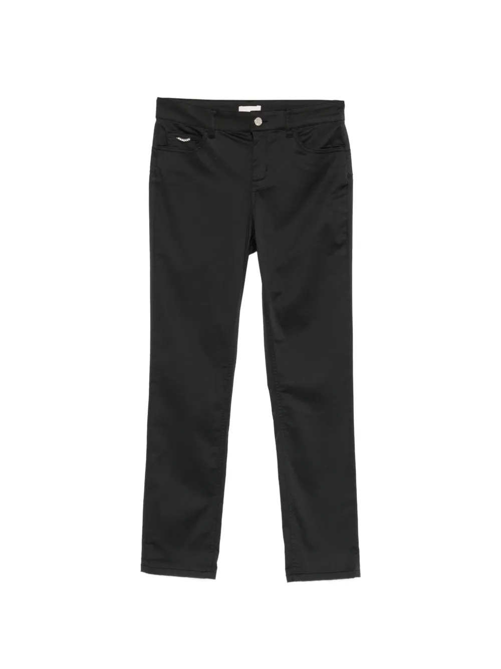 LIU JO logo-patch slim-fit trousers - Nero