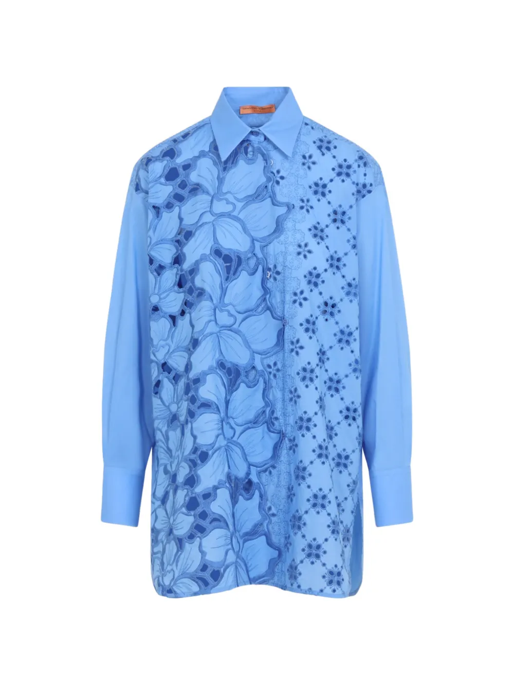 Ermanno Scervino floral-lace embroidered shirt - Blu