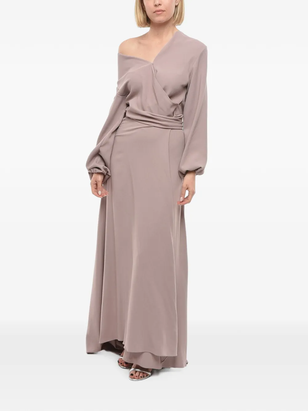 SUPER BLOND maxi belted wrap dress - Neutrals